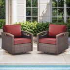 Fauteuil pivotant d'extérieur en rotin à 360° avec coussin épais