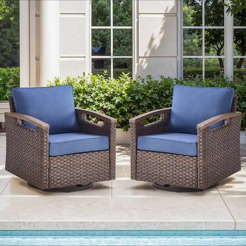 360 Swivel Outdoor Rattan Chair with Thickened Cushion