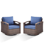 Fauteuil pivotant d'extérieur en rotin à 360° avec coussin épais