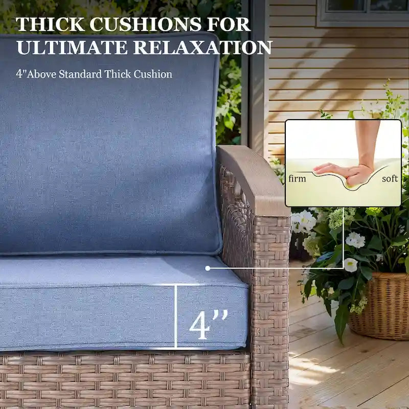 Fauteuil pivotant d'extérieur en rotin à 360° avec coussin épais