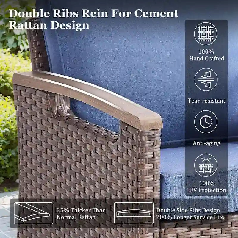 Fauteuil pivotant d'extérieur en rotin à 360° avec coussin épais