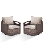 Fauteuil pivotant d'extérieur en rotin à 360° avec coussin épais