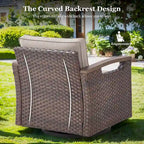 Fauteuil pivotant d'extérieur en rotin à 360° avec coussin épais