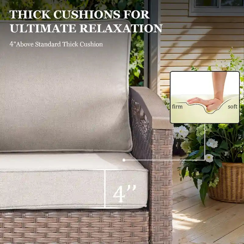 Fauteuil pivotant d'extérieur en rotin à 360° avec coussin épais