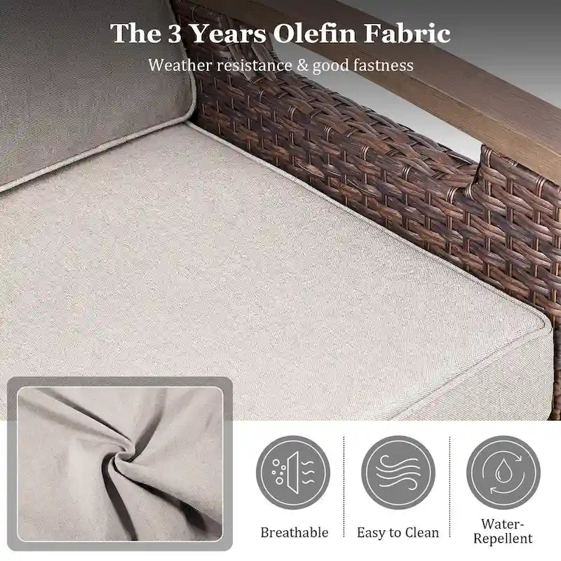 Fauteuil pivotant d'extérieur en rotin à 360° avec coussin épais