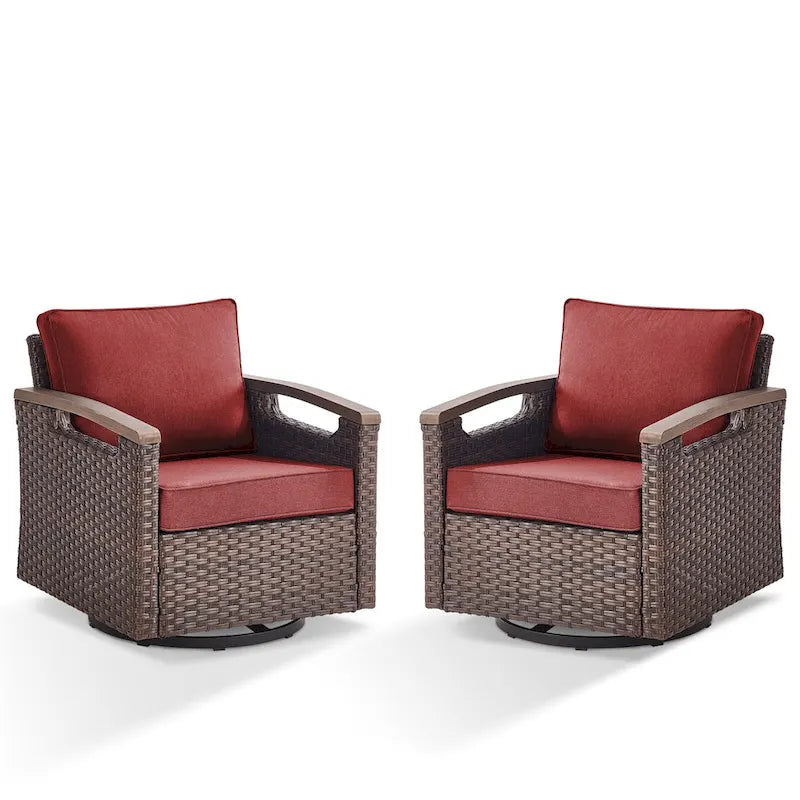 Fauteuil pivotant d'extérieur en rotin à 360° avec coussin épais