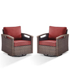 Fauteuil pivotant d'extérieur en rotin à 360° avec coussin épais