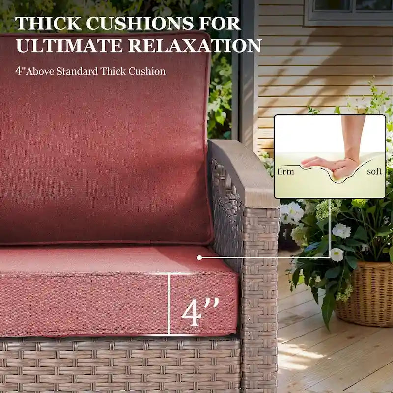 Fauteuil pivotant d'extérieur en rotin à 360° avec coussin épais