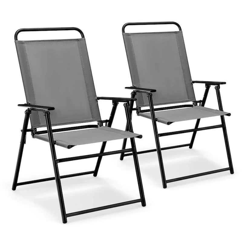 Costway 2pcs Patio Folding Chairs Dining Armrest Backrest Outdoor - See Details
