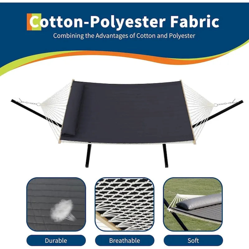 Hamac double robuste pour 2 personnes, avec cadre en acier pliable