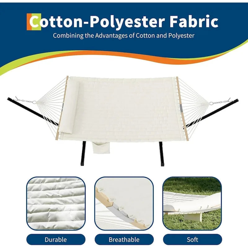 Hamac double robuste pour 2 personnes, avec cadre en acier pliable