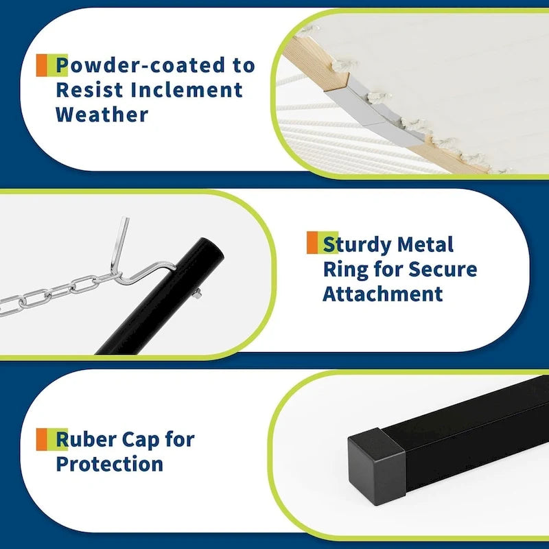 Hamac double robuste pour 2 personnes, avec cadre en acier pliable