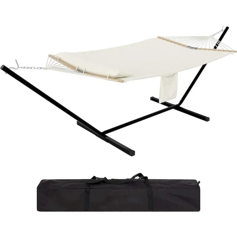 Hamac double robuste pour 2 personnes, avec cadre en acier pliable