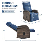 Ensemble de 4 fauteuils inclinables d'extérieur polyvalents Pocassy avec coussin bleu