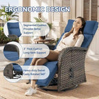 Ensemble de 4 fauteuils inclinables d'extérieur polyvalents Pocassy avec coussin bleu