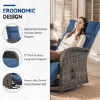 Ensemble de 4 fauteuils inclinables d'extérieur polyvalents Pocassy avec coussin bleu