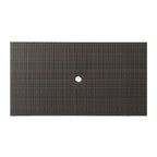 Table de salle à manger rectangulaire pliante d'extérieur, 150 cm, en fer et résine tressée multicolore.