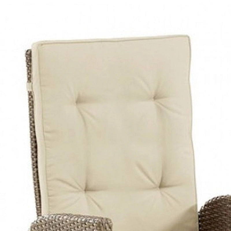 Fauteuil inclinable manuel d'extérieur Ankia 63,5 cm (25 pouces), lot de 2, résine tressée marron et beige