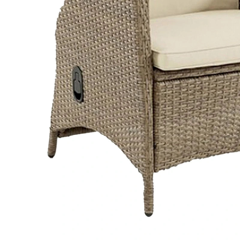 Fauteuil inclinable manuel d'extérieur Ankia 63,5 cm (25 pouces), lot de 2, résine tressée marron et beige