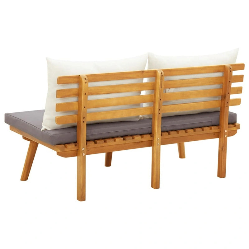 Banc d'extérieur Roma, gris foncé et blanc, 114 cm (45 pouces) en bois d'acacia brun