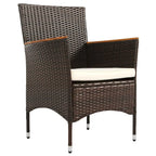 Ensemble de salle à manger d'extérieur 7 pièces, table à manger en osier avec plateau en bois, ensemble de conversation pour patio avec coussins moelleux