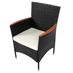 Ensemble de salle à manger d'extérieur 7 pièces, table à manger en osier avec plateau en bois, ensemble de conversation pour patio avec coussins moelleux