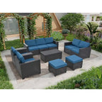 10 Piece Outdoor Furniture Set, Patio Rattan Sectional Sofa Set, All-Weather Conversation Set with Cushions and Coffee Table