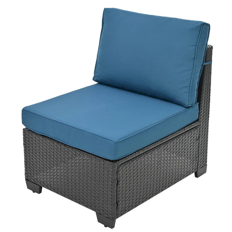 Ensemble de mobilier de jardin 10 pièces, canapé d'angle en rotin pour terrasse, ensemble de conversation résistant aux intempéries avec coussins et table basse