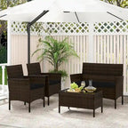 Gymax 4 Piece Patio Rattan Conversation Set Outdoor Wicker Furniture