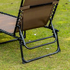 Chaise longue inclinable Outsunny, transat portable, lit de camp pliant avec dossier réglable et oreiller amovible