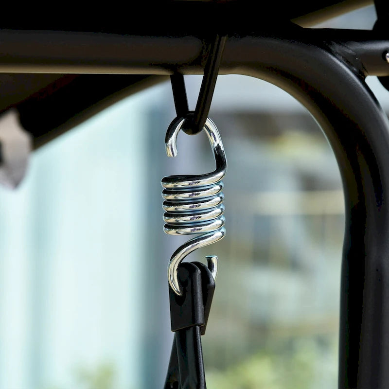 Balancelle de jardin Outsunny avec auvent, banc deux places avec auvent inclinable réglable, accoudoirs et tissu en maille respirante pour le jardin