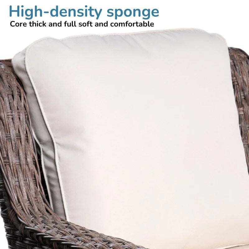 Ensemble de conversation 5 pièces pour patio avec dossier haut et coussins beiges