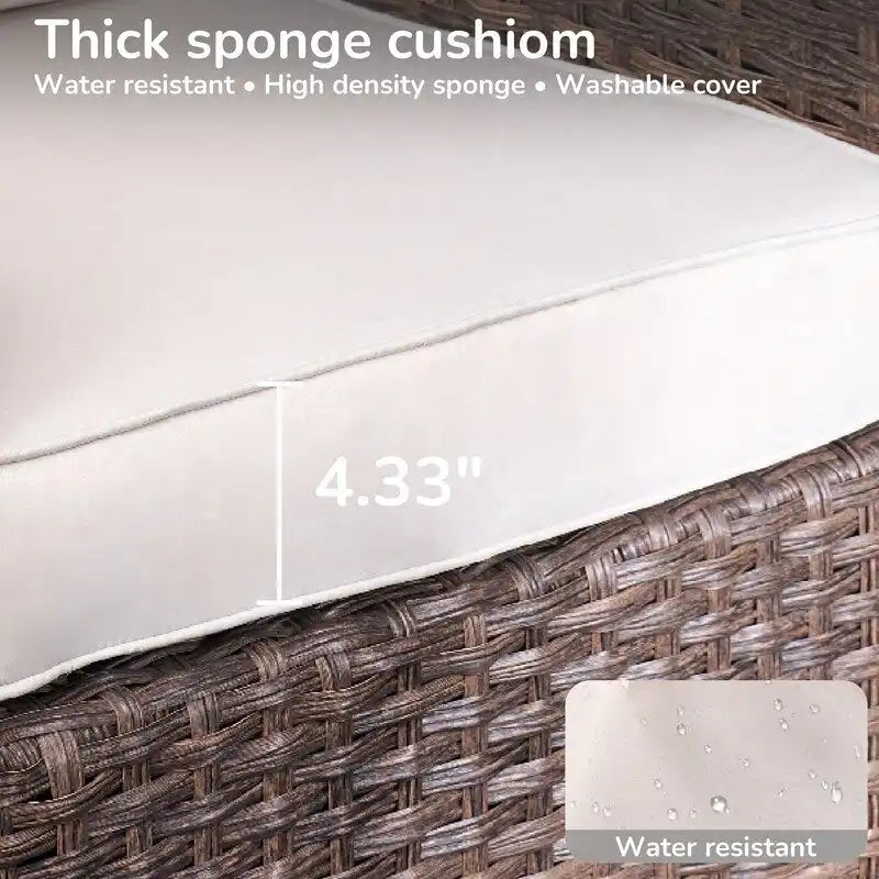 Ensemble de conversation 5 pièces pour patio avec dossier haut et coussins beiges