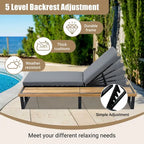 Chaise longue de patio avec dossier réglable en 5 positions