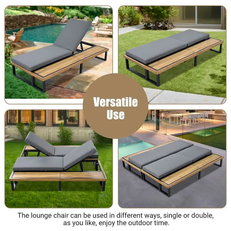 Chaise longue de patio avec dossier réglable en 5 positions