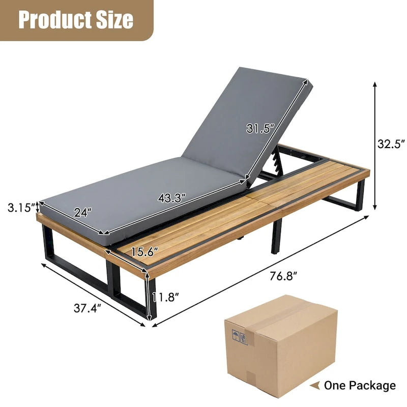 Chaise longue de patio avec dossier réglable en 5 positions