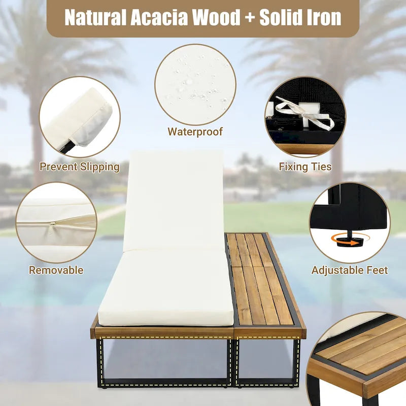 Chaise longue de patio avec dossier réglable en 5 positions