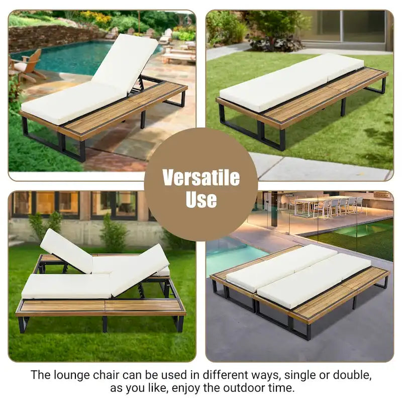 Chaise longue de patio avec dossier réglable en 5 positions