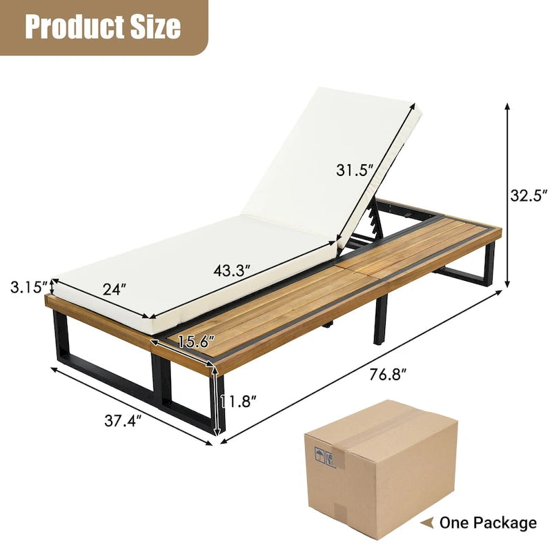 Chaise longue de patio avec dossier réglable en 5 positions
