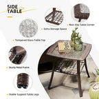 Ensemble de 3 fauteuils à bascule pivotants d'extérieur en osier UPHA avec table d'appoint et coussins