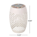 Table d'appoint en fer de 45 cm avec plateau en mosaïque style sud-ouest pour terrasse ou patio