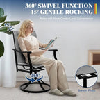 Lot de 2 chaises de salle à manger pivotantes d'extérieur avec dossier respirant en textilène