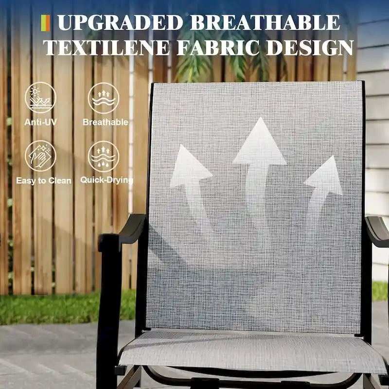 Lot de 2 chaises de salle à manger pivotantes d'extérieur avec dossier respirant en textilène