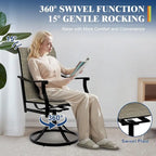 Lot de 2 chaises de salle à manger pivotantes d'extérieur avec dossier respirant en textilène