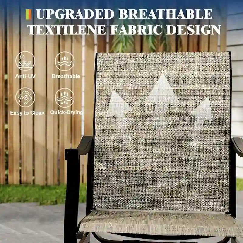 Lot de 2 chaises de salle à manger pivotantes d'extérieur avec dossier respirant en textilène