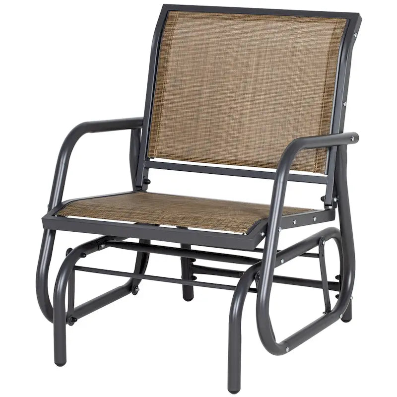Fauteuil à bascule Outsunny pour véranda avec filet respirant, accoudoirs incurvés et structure en acier, idéal pour le jardin, la piscine, la cour ou le balcon.