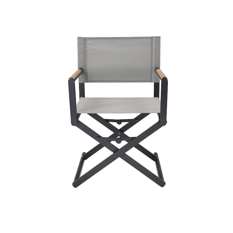 Lot de 2 chaises de réalisateur pliantes, assise en toile et accoudoirs imitation bois, noires