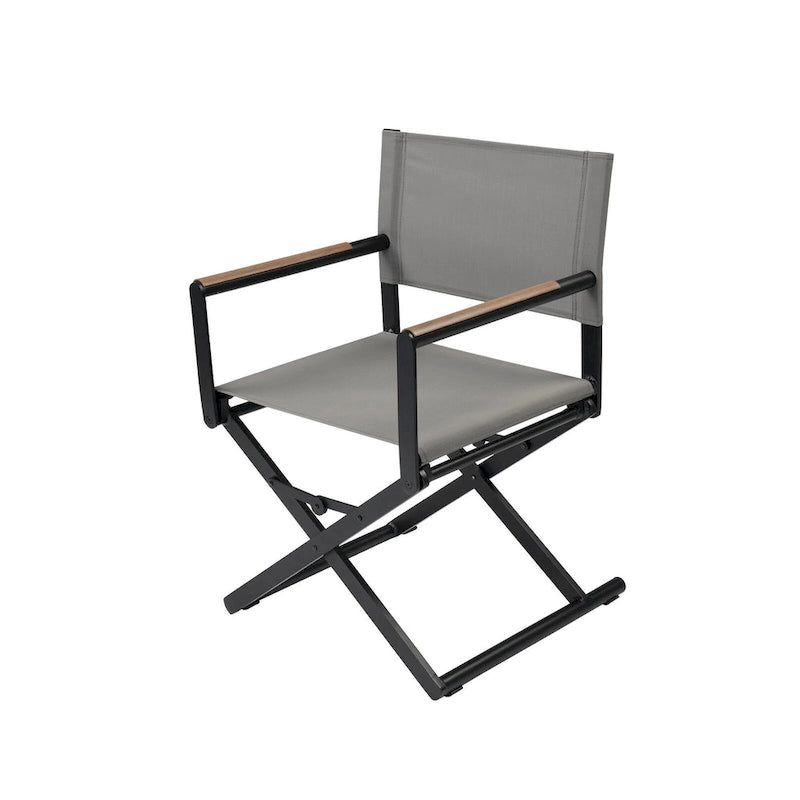 Lot de 2 chaises de réalisateur pliantes, assise en toile et accoudoirs imitation bois, noires