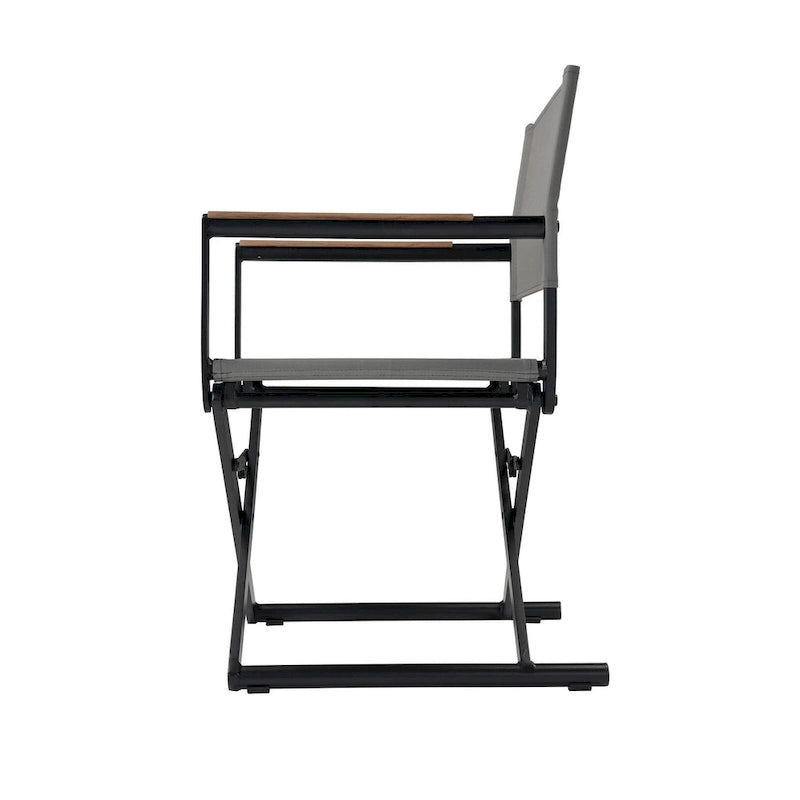 Lot de 2 chaises de réalisateur pliantes, assise en toile et accoudoirs imitation bois, noires