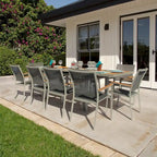 Ensemble de salle à manger d'extérieur Catania Grey Seagull 11 pièces en aluminium avec sangle couleur étain - Non disponible
